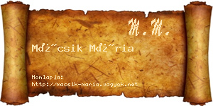 Mácsik Mária névjegykártya